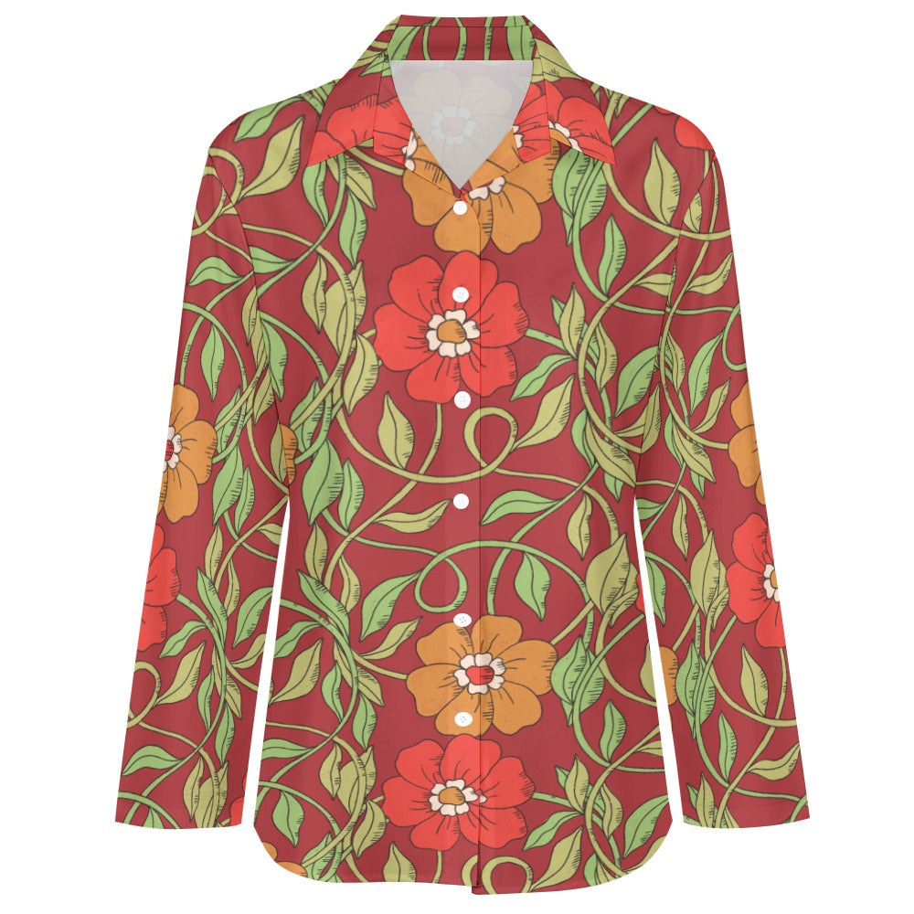 Flowery Vines, Irregular Hem Shirt