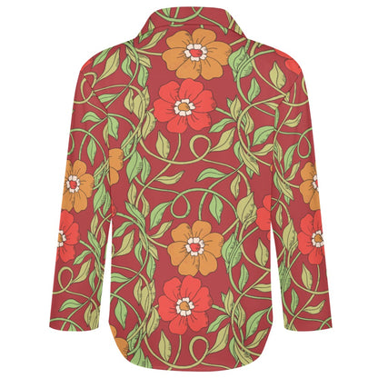 Flowery Vines, Irregular Hem Shirt