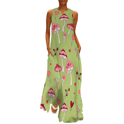 I Love Mushrooms Long Dress