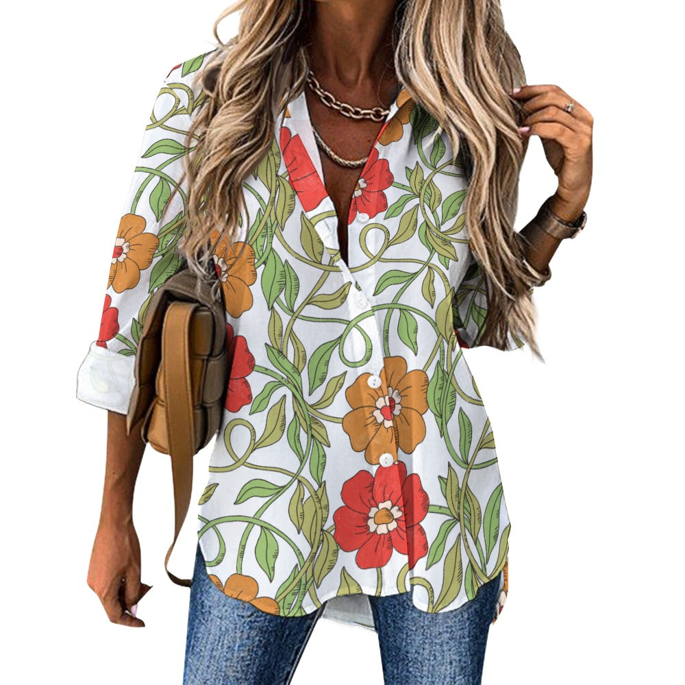 Flowery Vines, Irregular Hem Shirt