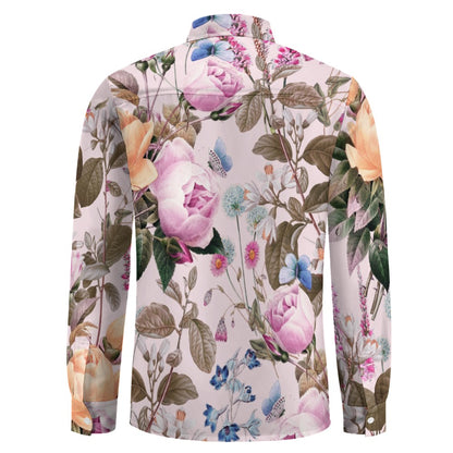 Ethereal Flowers One Pocket Long Sleeve Button Up