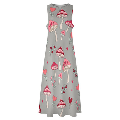 I Love Mushrooms Long Dress