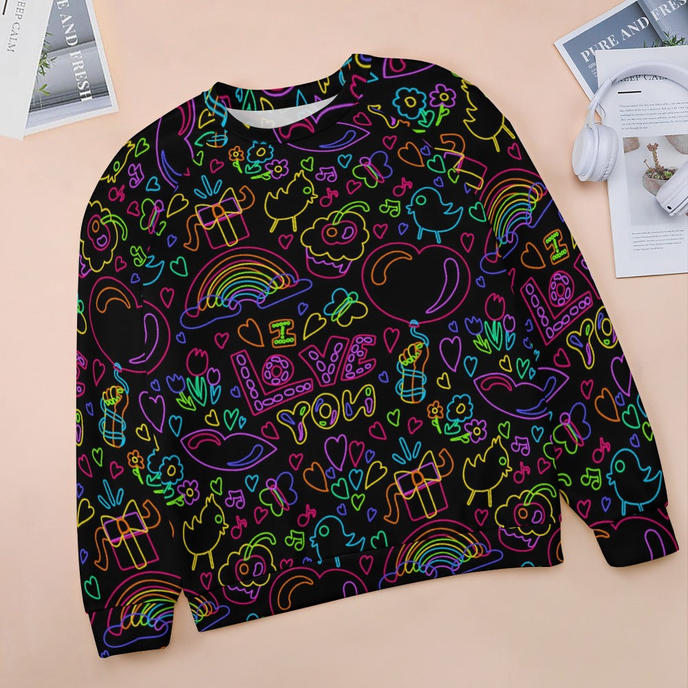 Neon I love you Raglan Sweater