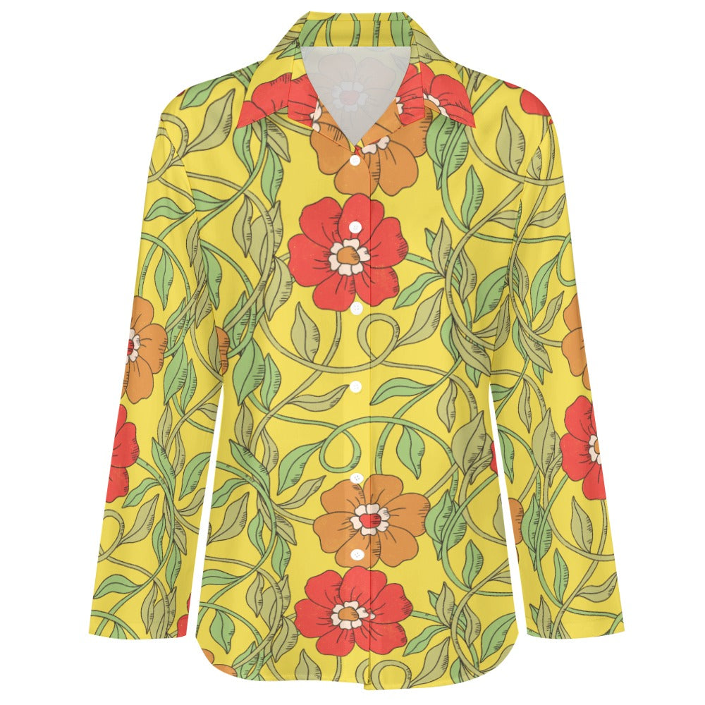 Flowery Vines, Irregular Hem Shirt