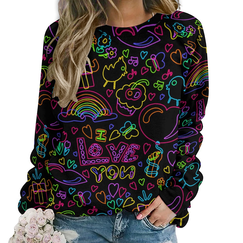 Neon I love you Raglan Sweater