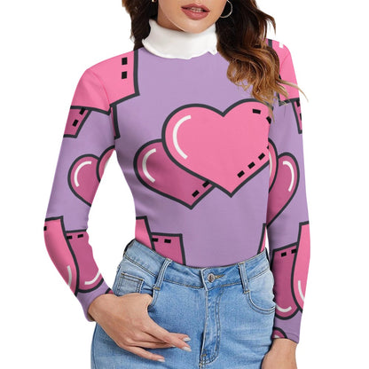 Lavender Heartthrob, Women's Long Sleeve Lapel Sweater