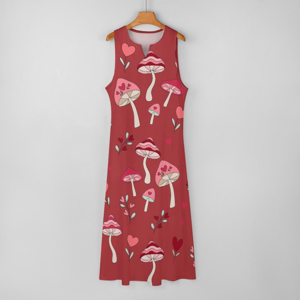 I Love Mushrooms Long Dress