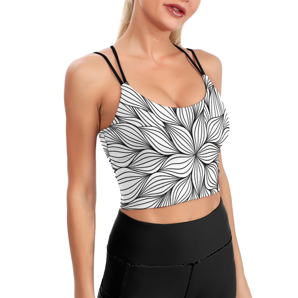 Black and White Bloom Crop Top