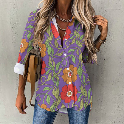 Flowery Vines, Irregular Hem Shirt