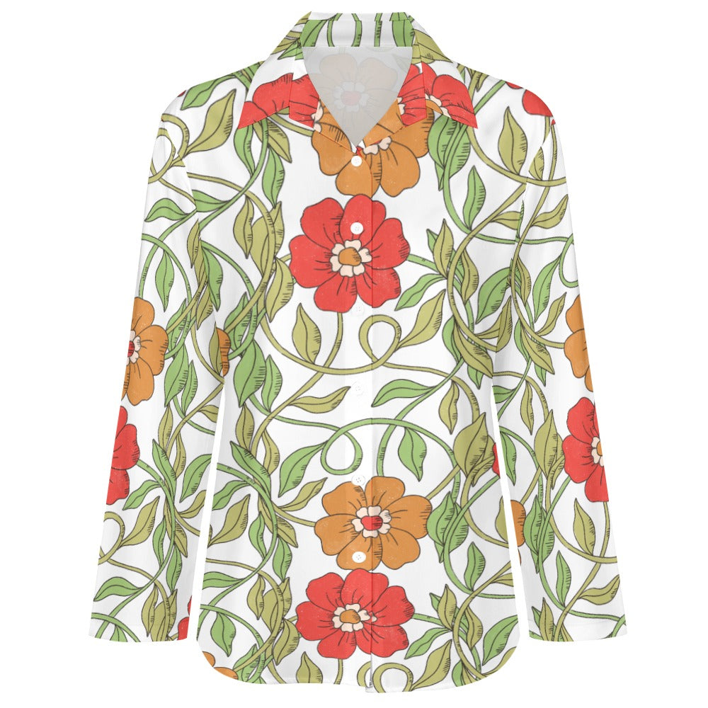 Flowery Vines, Irregular Hem Shirt