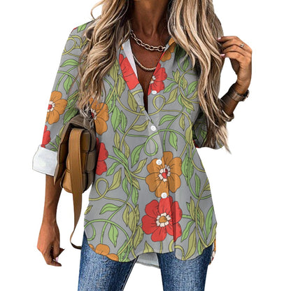 Flowery Vines, Irregular Hem Shirt