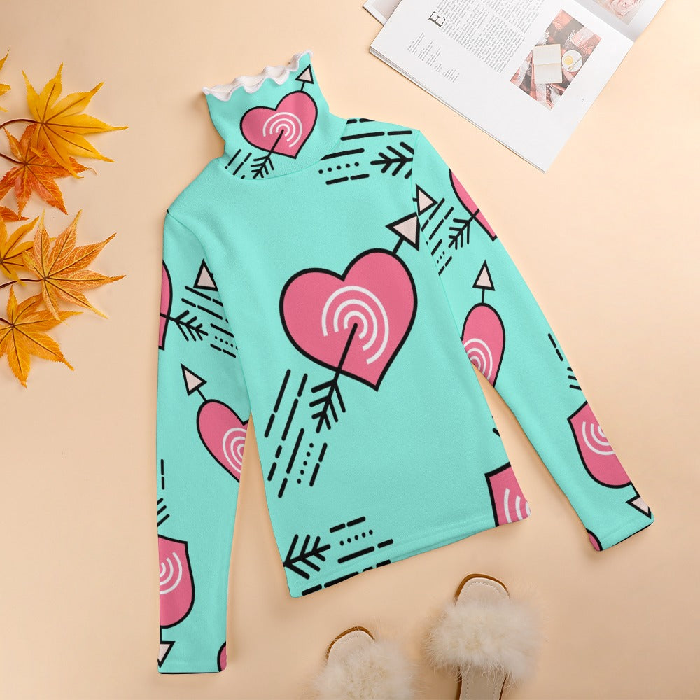 Turquoise My Heart, Long Sleeve Lapel Sweater