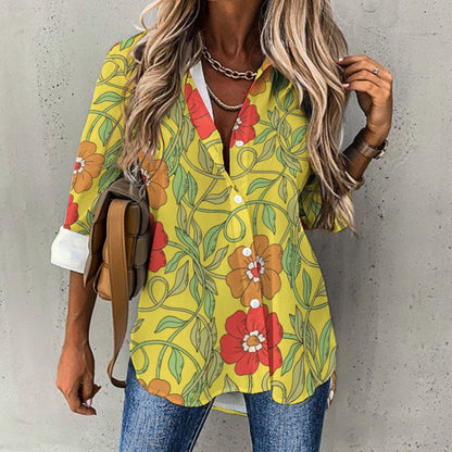 Flowery Vines, Irregular Hem Shirt