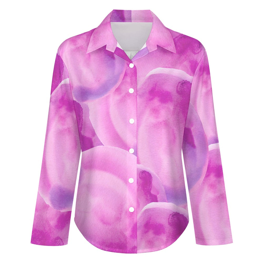 Pink Petal Cropped Hem Bunny Tail Button Up