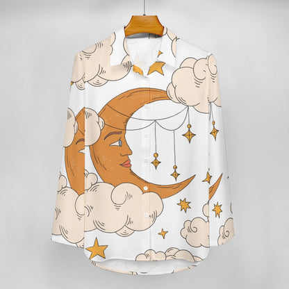 Moon Cloud Irregular Hem Button-Up Shirt
