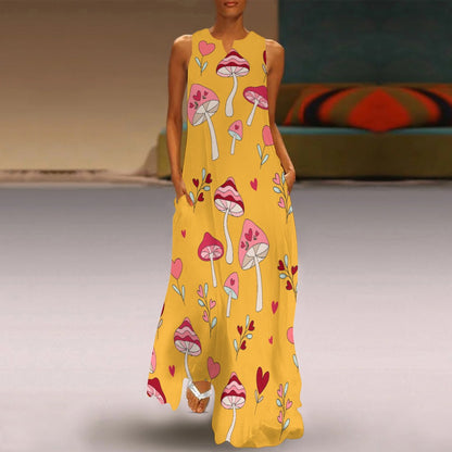 I Love Mushrooms Long Dress