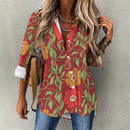 Flowery Vines, Irregular Hem Shirt