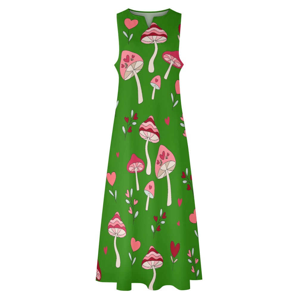 I Love Mushrooms Long Dress