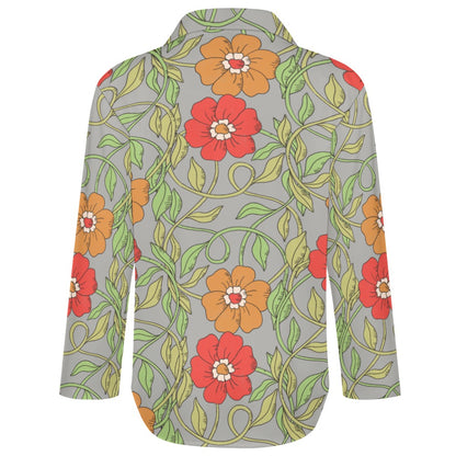 Flowery Vines, Irregular Hem Shirt