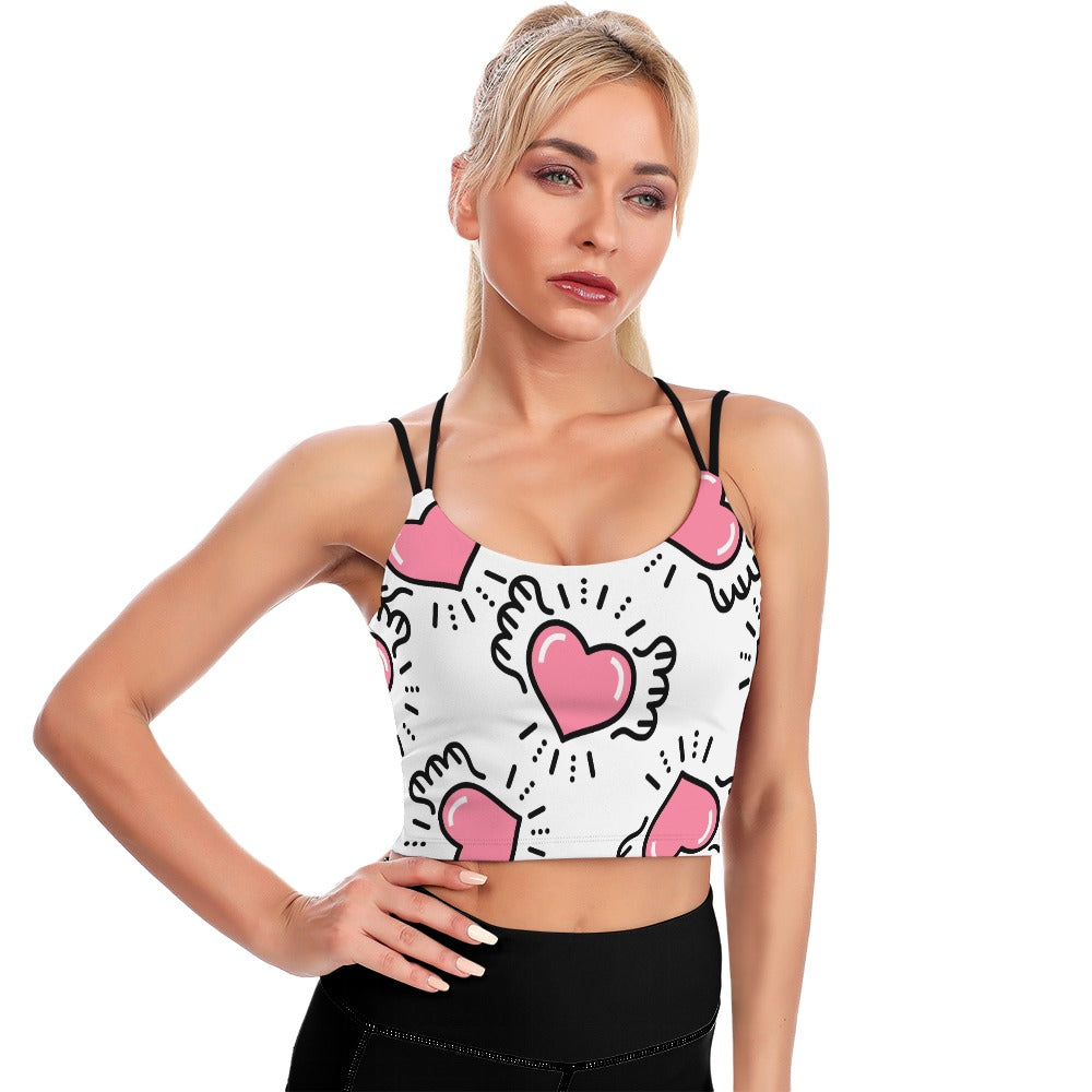 Crop Top Fluttering Heart Yoga Top