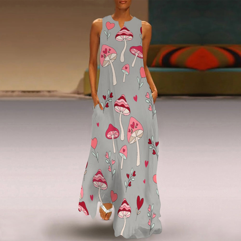 I Love Mushrooms Long Dress