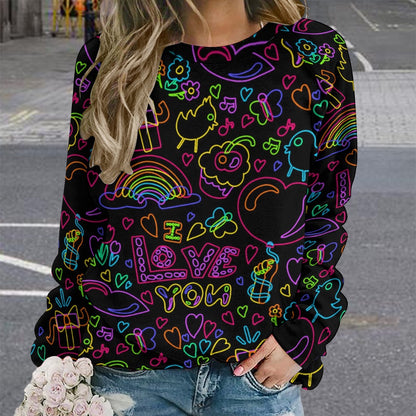 Neon I love you Raglan Sweater