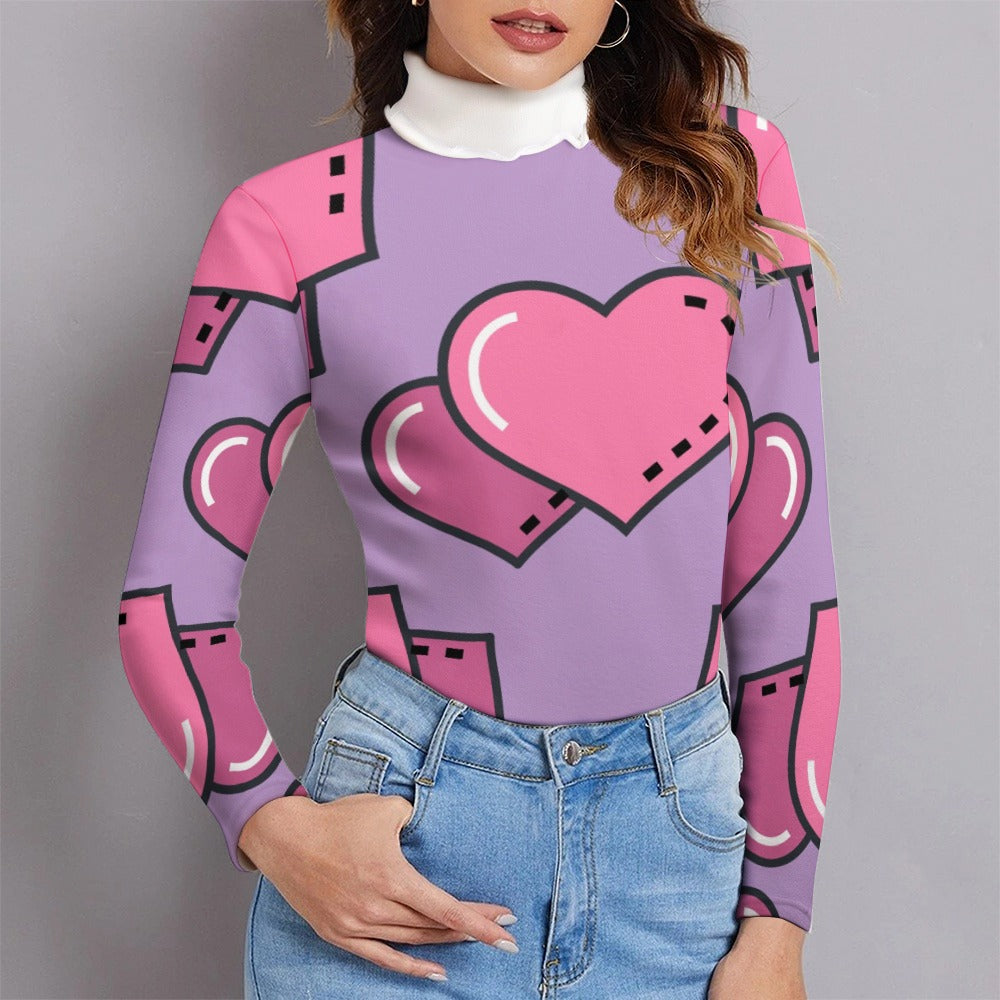 Lavender Heartthrob, Women's Long Sleeve Lapel Sweater