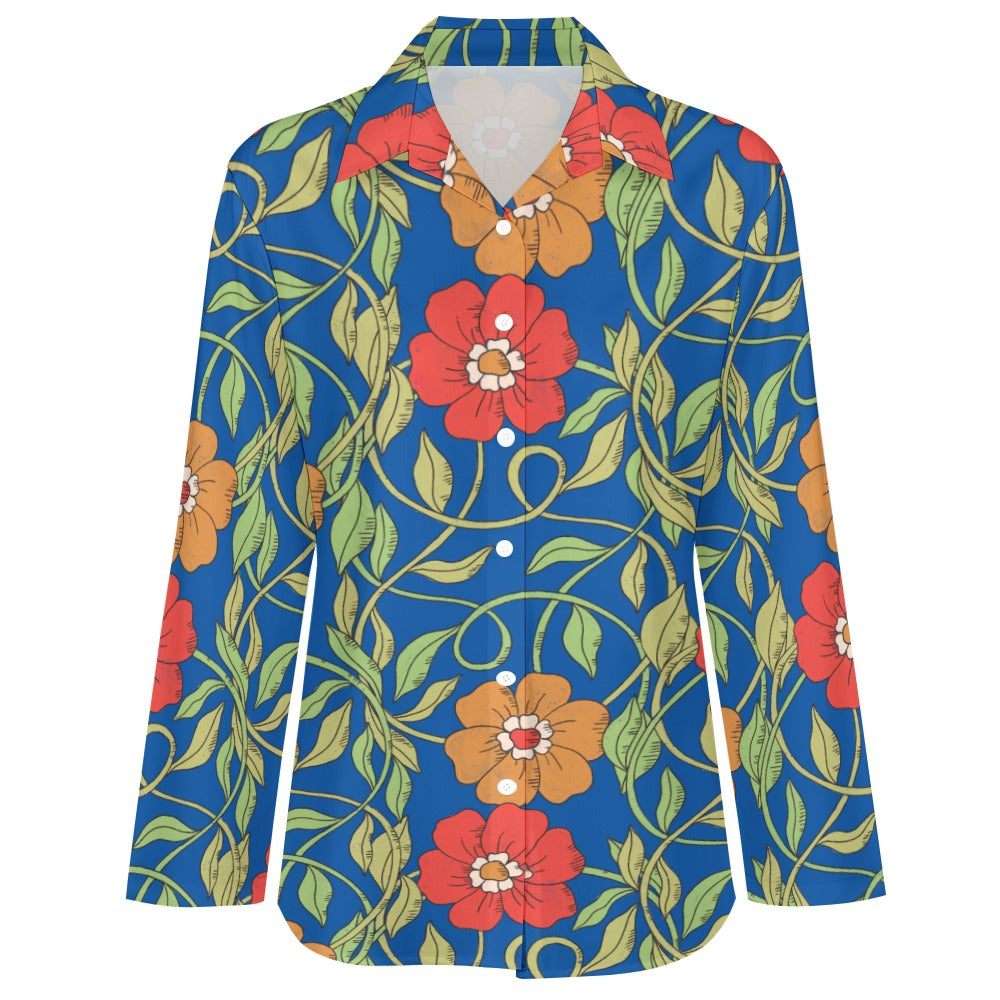 Flowery Vines, Irregular Hem Shirt