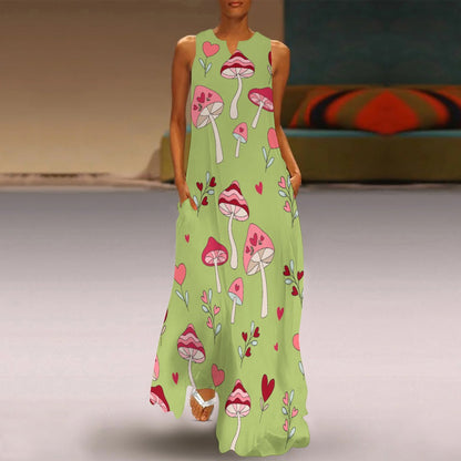 I Love Mushrooms Long Dress