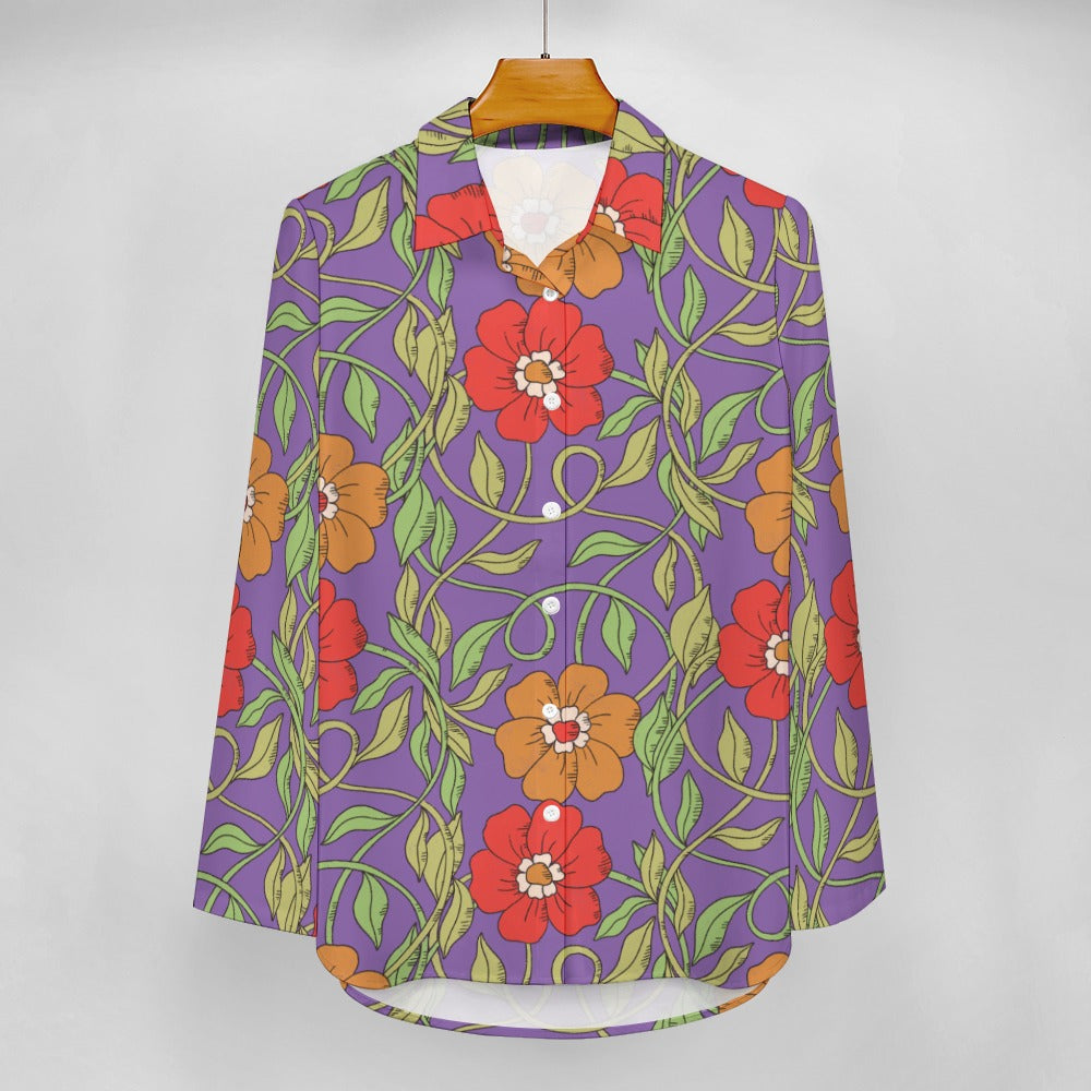 Flowery Vines, Irregular Hem Shirt