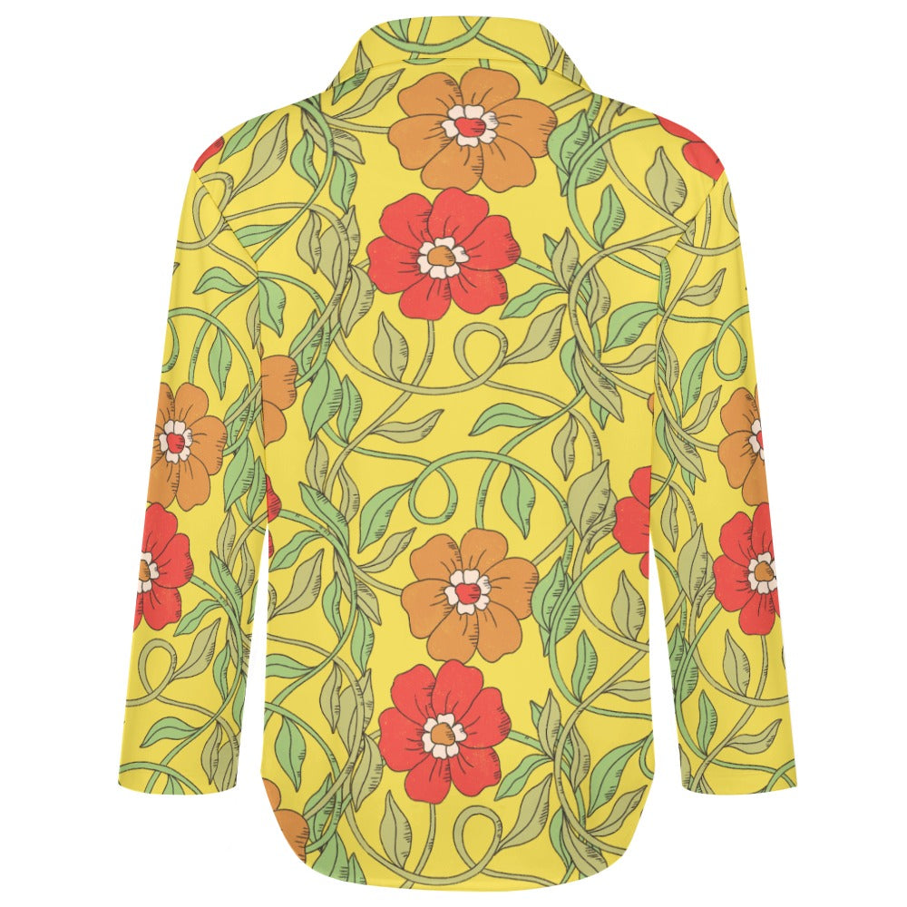 Flowery Vines, Irregular Hem Shirt