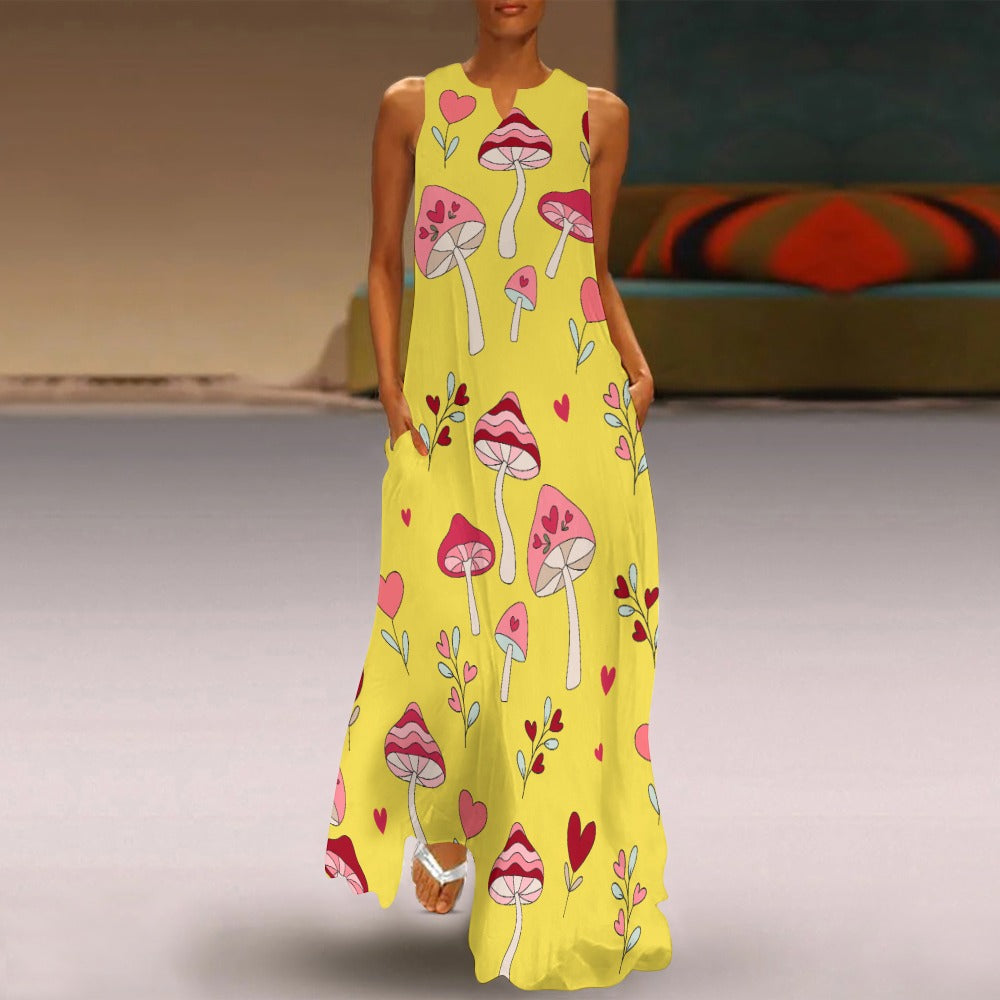 I Love Mushrooms Long Dress