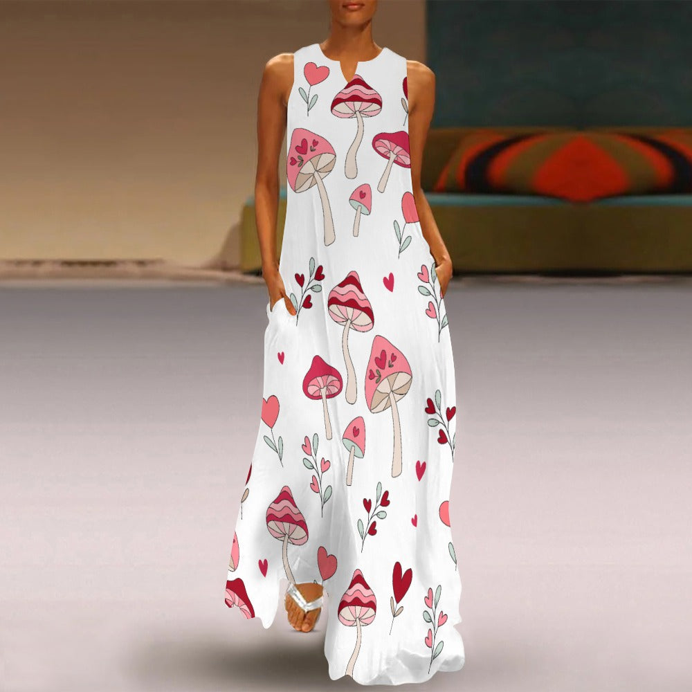 I Love Mushrooms Long Dress