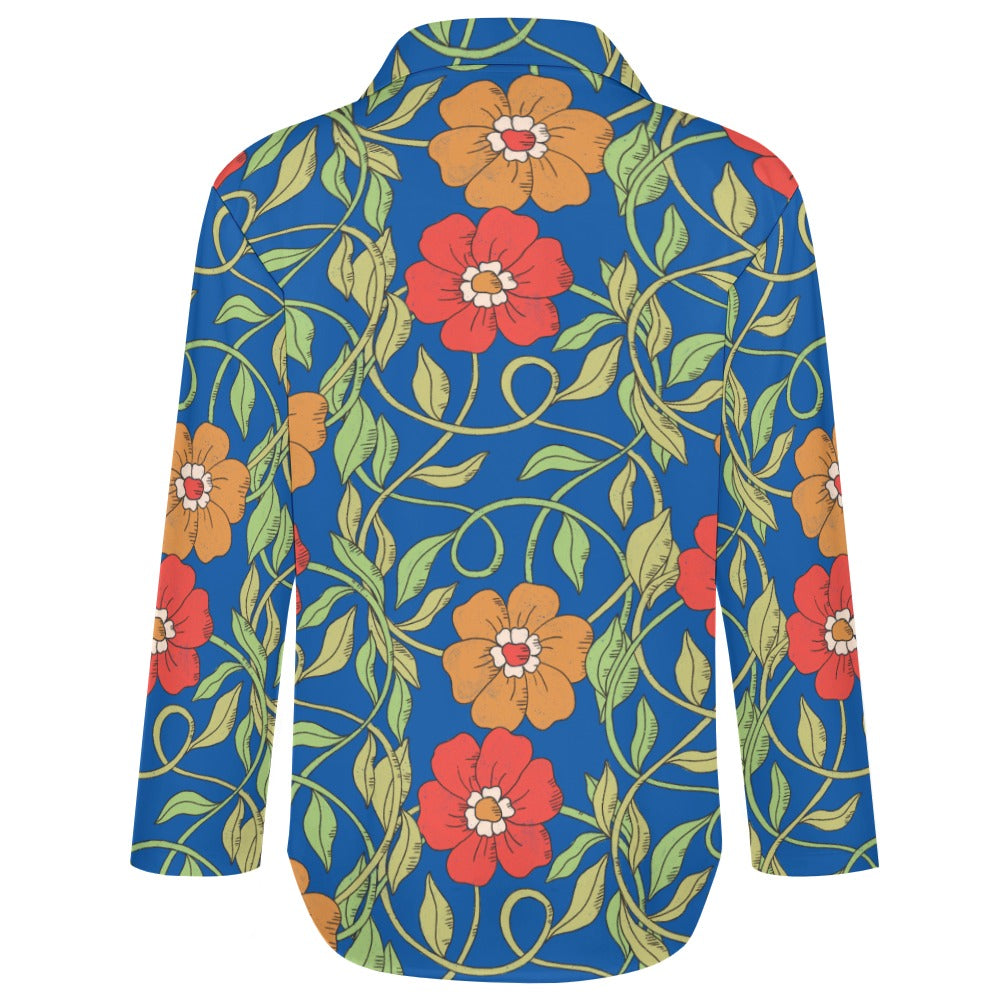 Flowery Vines, Irregular Hem Shirt