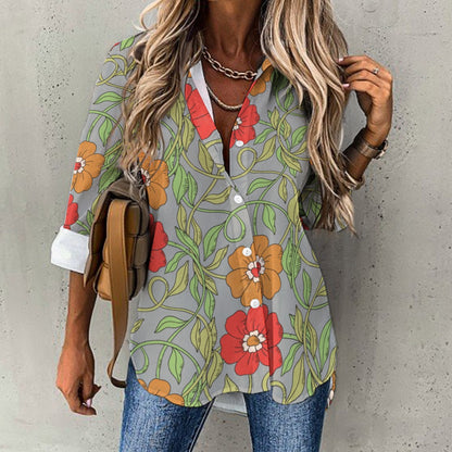 Flowery Vines, Irregular Hem Shirt