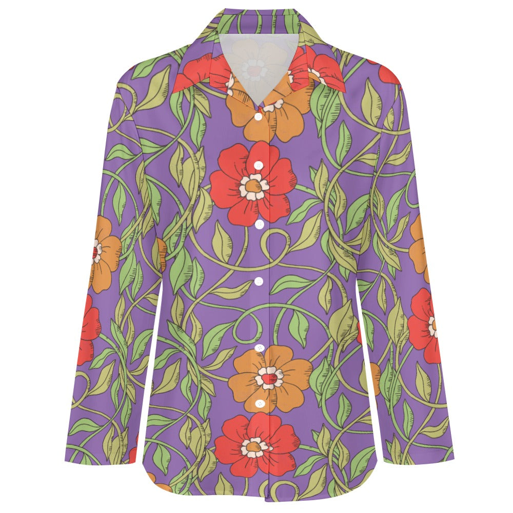 Flowery Vines, Irregular Hem Shirt