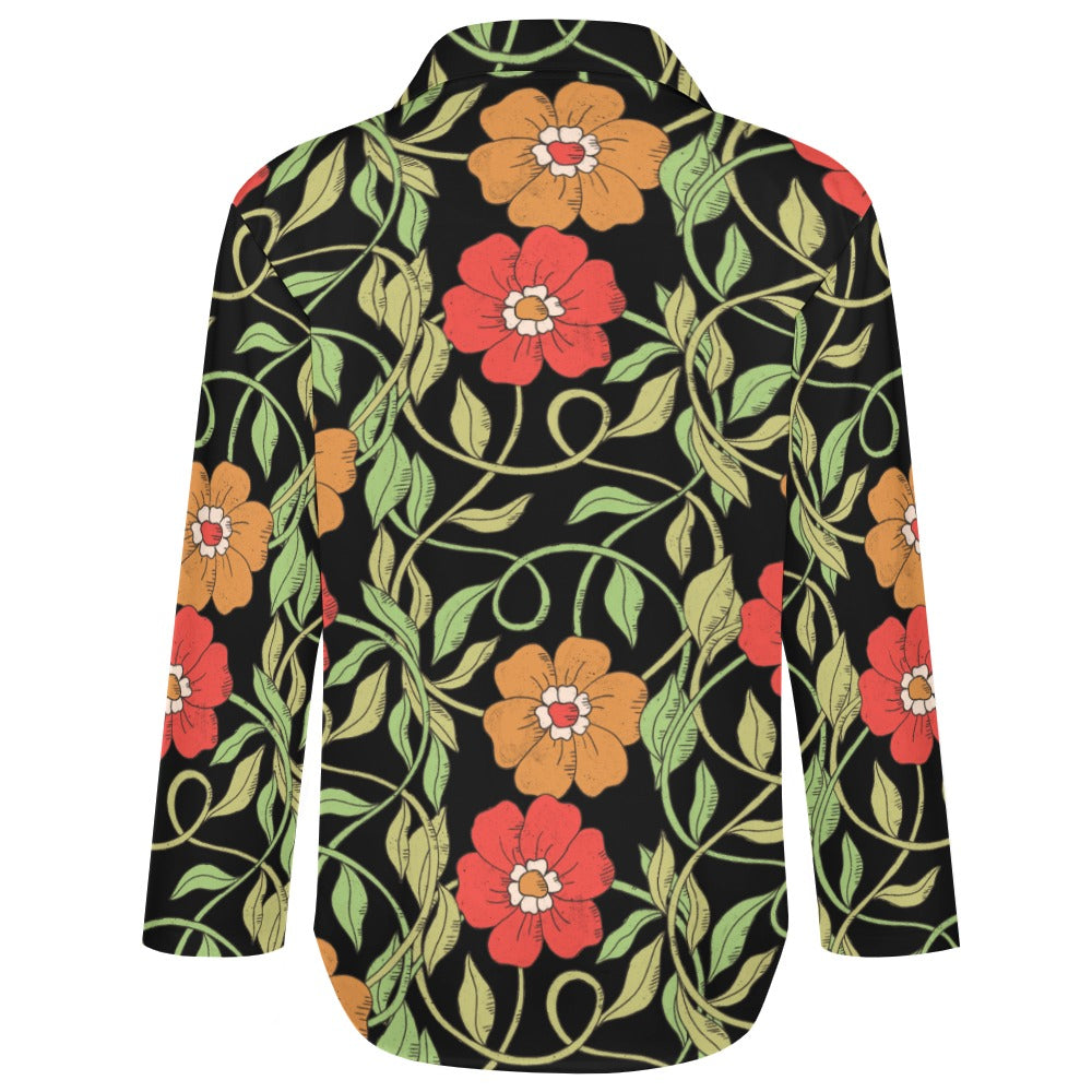 Flowery Vines, Irregular Hem Shirt