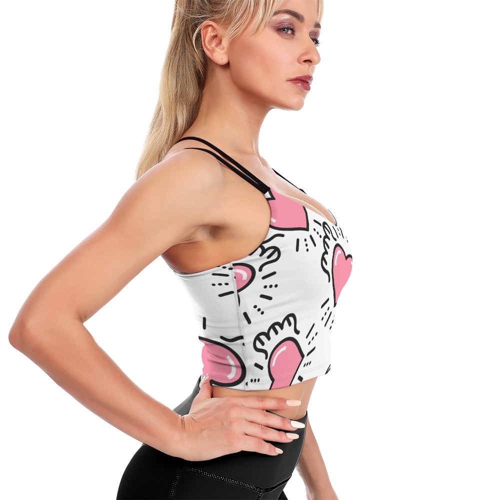 Crop Top Fluttering Heart Yoga Top