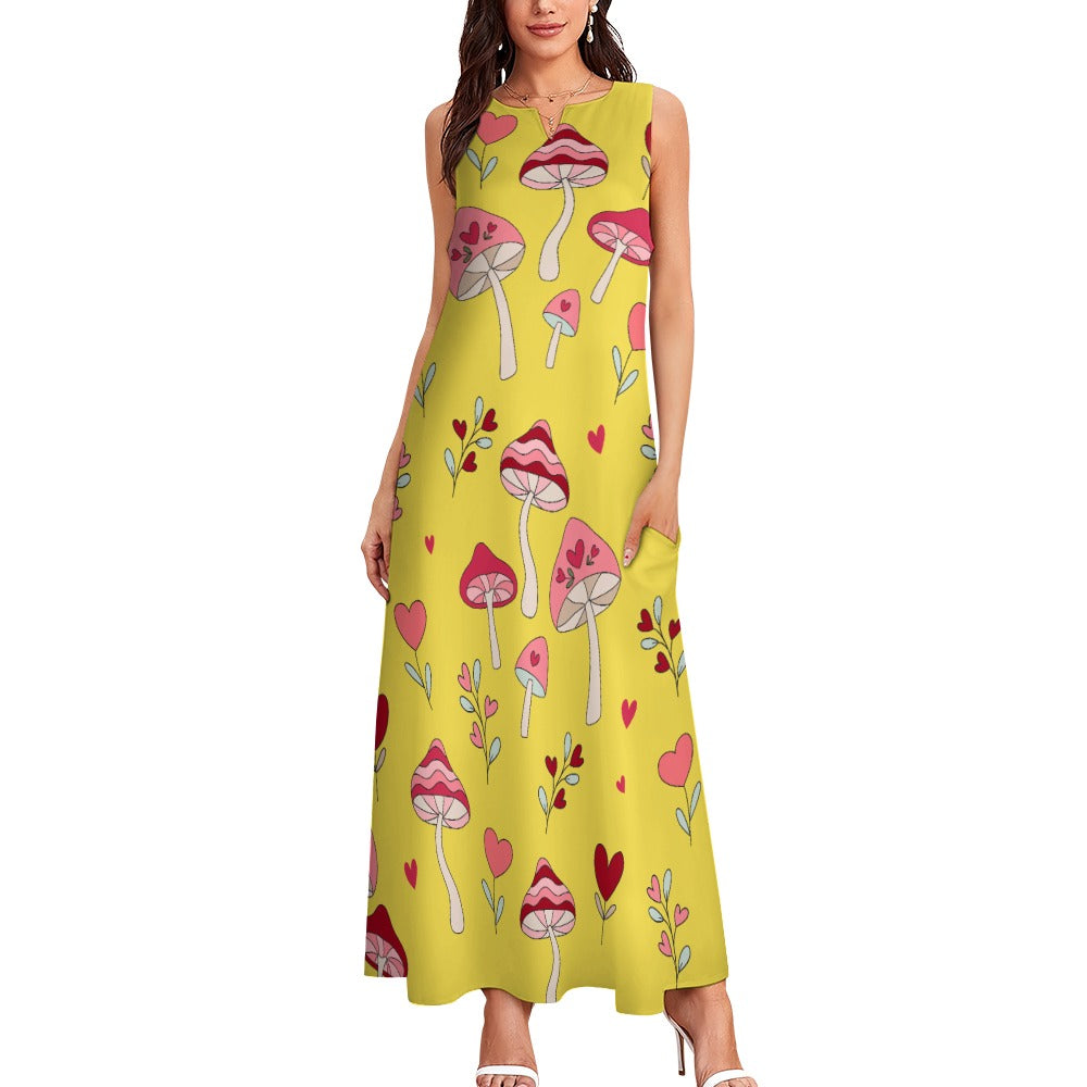 I Love Mushrooms Long Dress