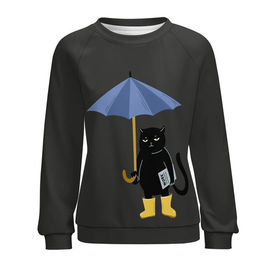 Rainy Kitty Black Cat, Women's Sweater