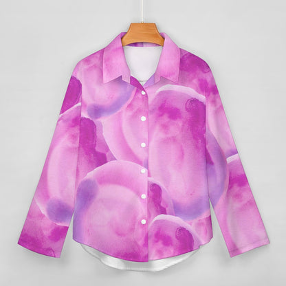 Pink Petal Cropped Hem Bunny Tail Button Up