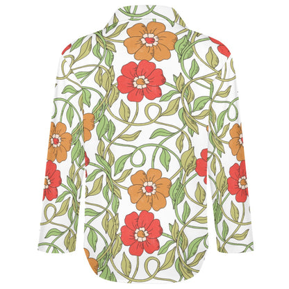 Flowery Vines, Irregular Hem Shirt