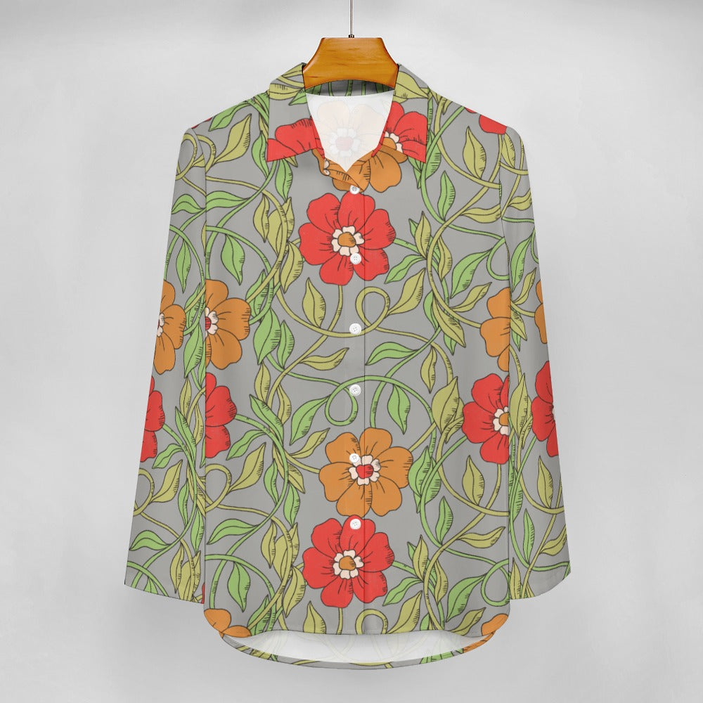 Flowery Vines, Irregular Hem Shirt