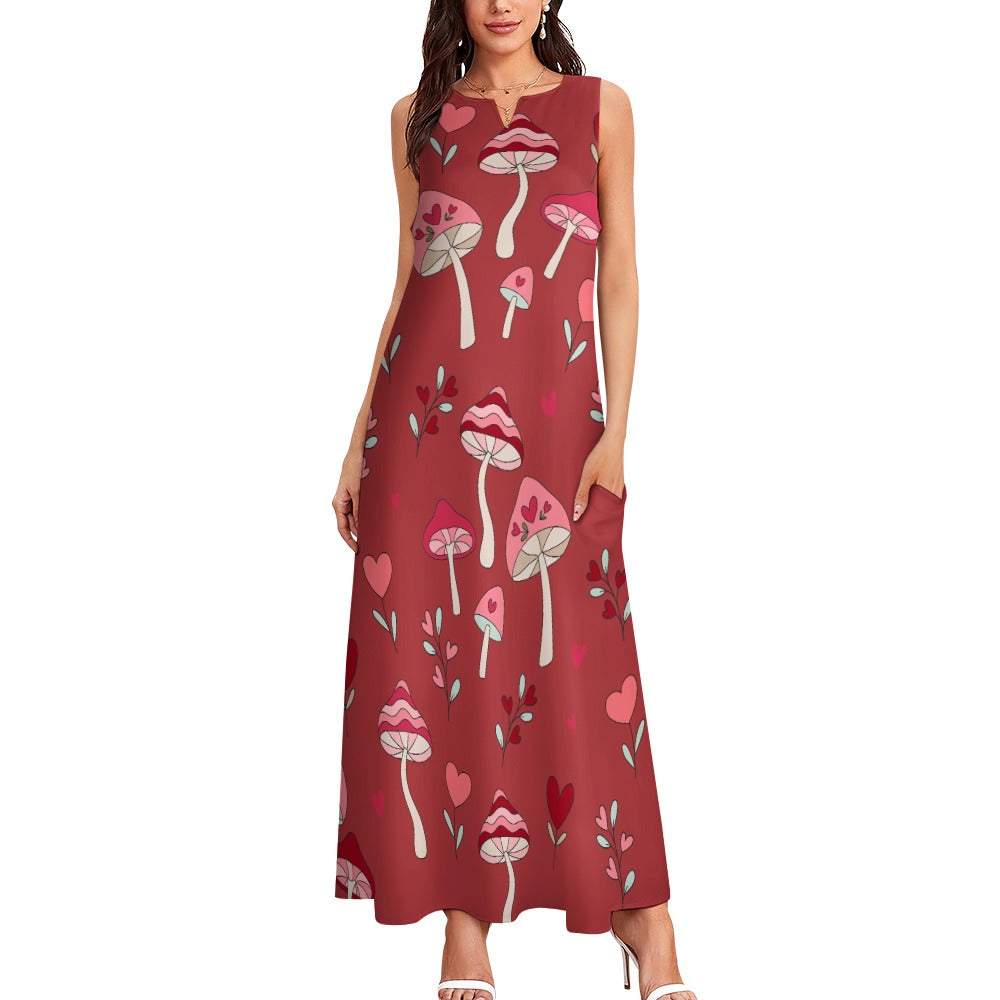 I Love Mushrooms Long Dress