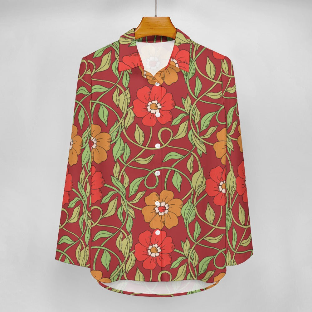 Flowery Vines, Irregular Hem Shirt