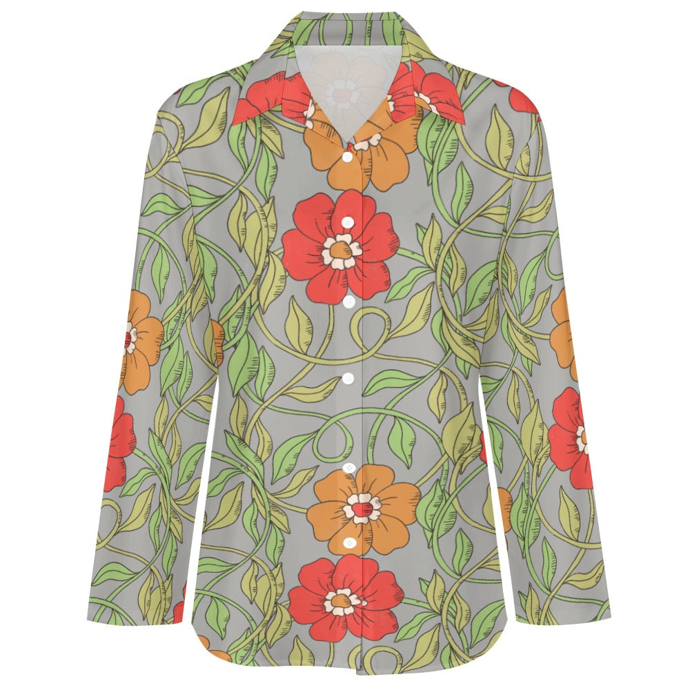 Flowery Vines, Irregular Hem Shirt