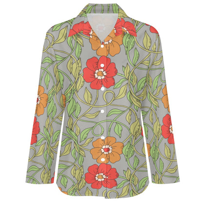 Flowery Vines, Irregular Hem Shirt