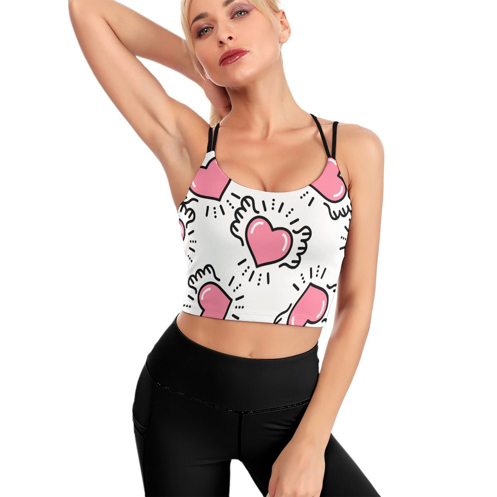 Crop Top Fluttering Heart Yoga Top