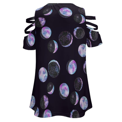 Moon Phases Zip Off Shoulder Top