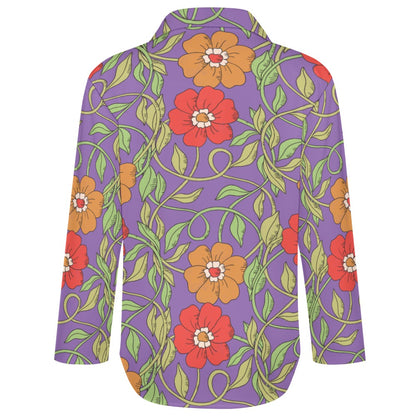 Flowery Vines, Irregular Hem Shirt